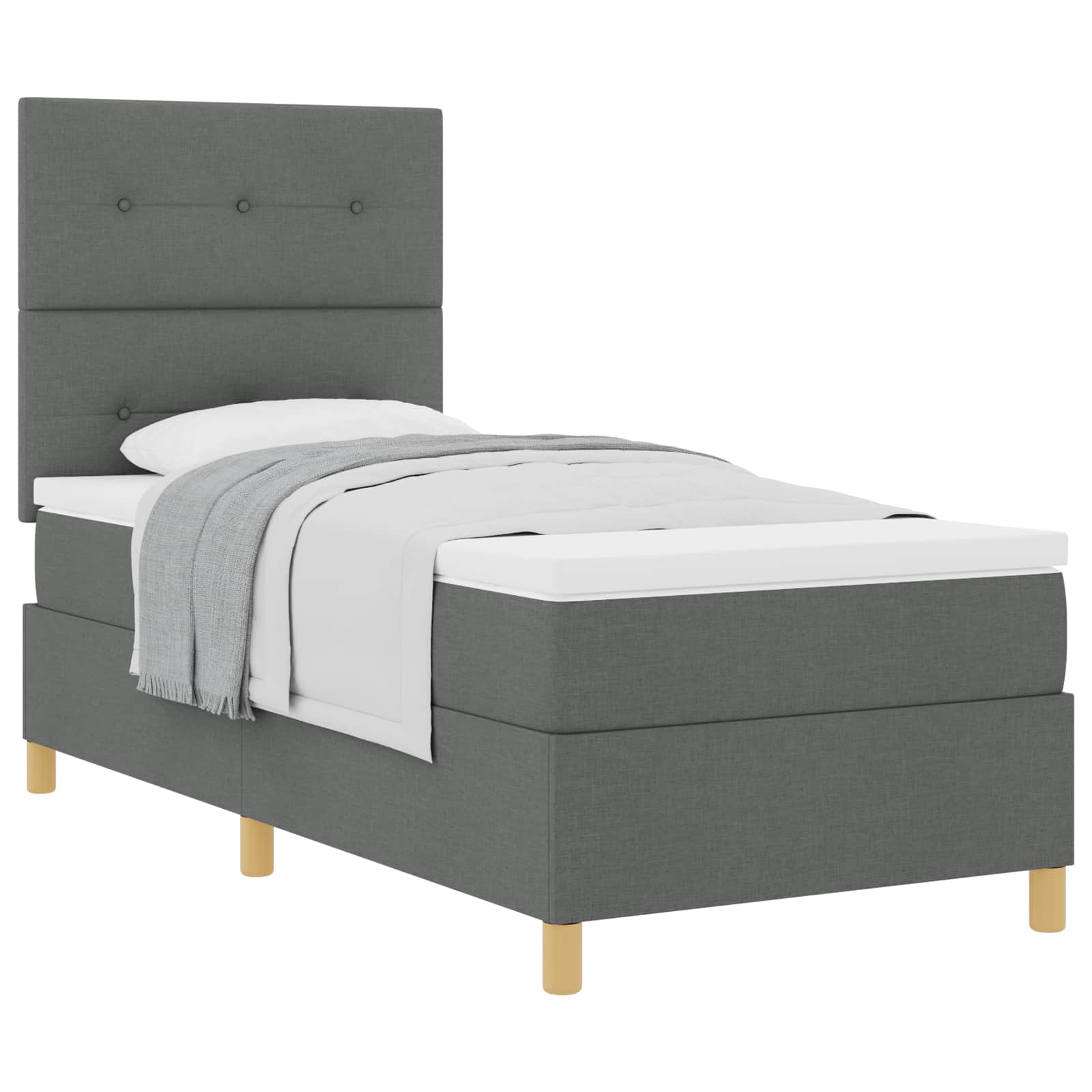 vidaXL Cama Box com colchão Cinza Escuro 80 x 200 cm tecido