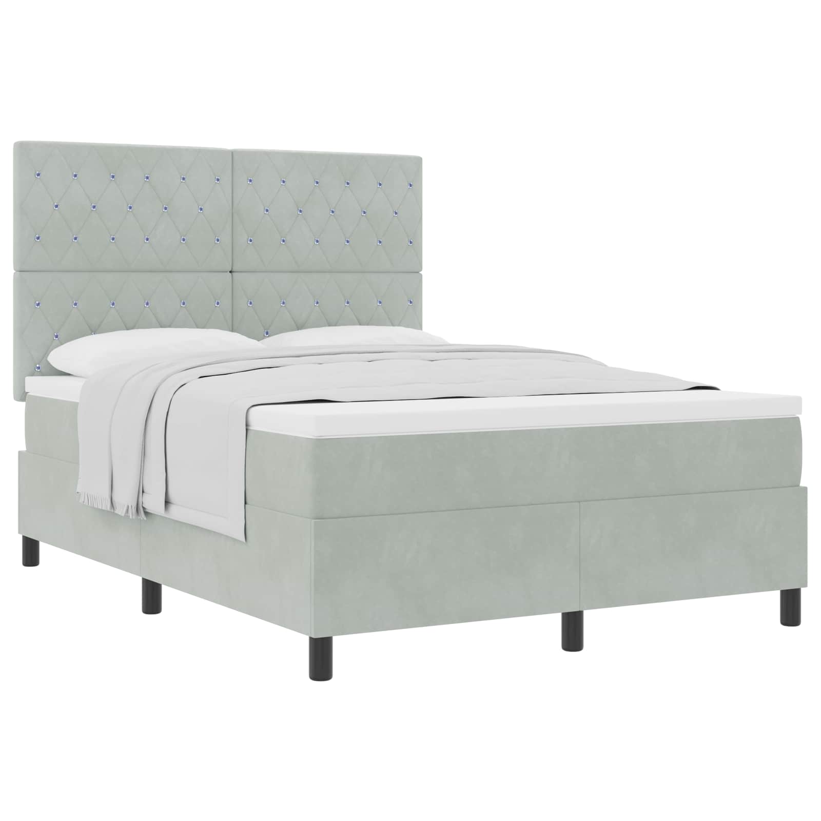 vidaXL Cama Box com colchão Cinzento-claro 160 x 200 cm Veludo