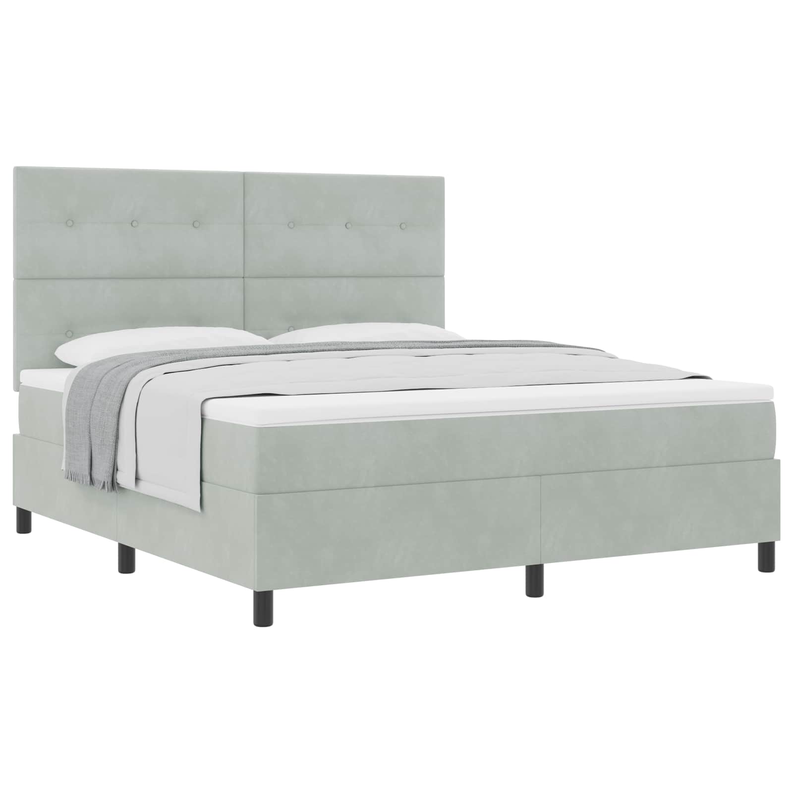 vidaXL Cama Box com colchão Cinzento-claro 180 x 200 cm Veludo