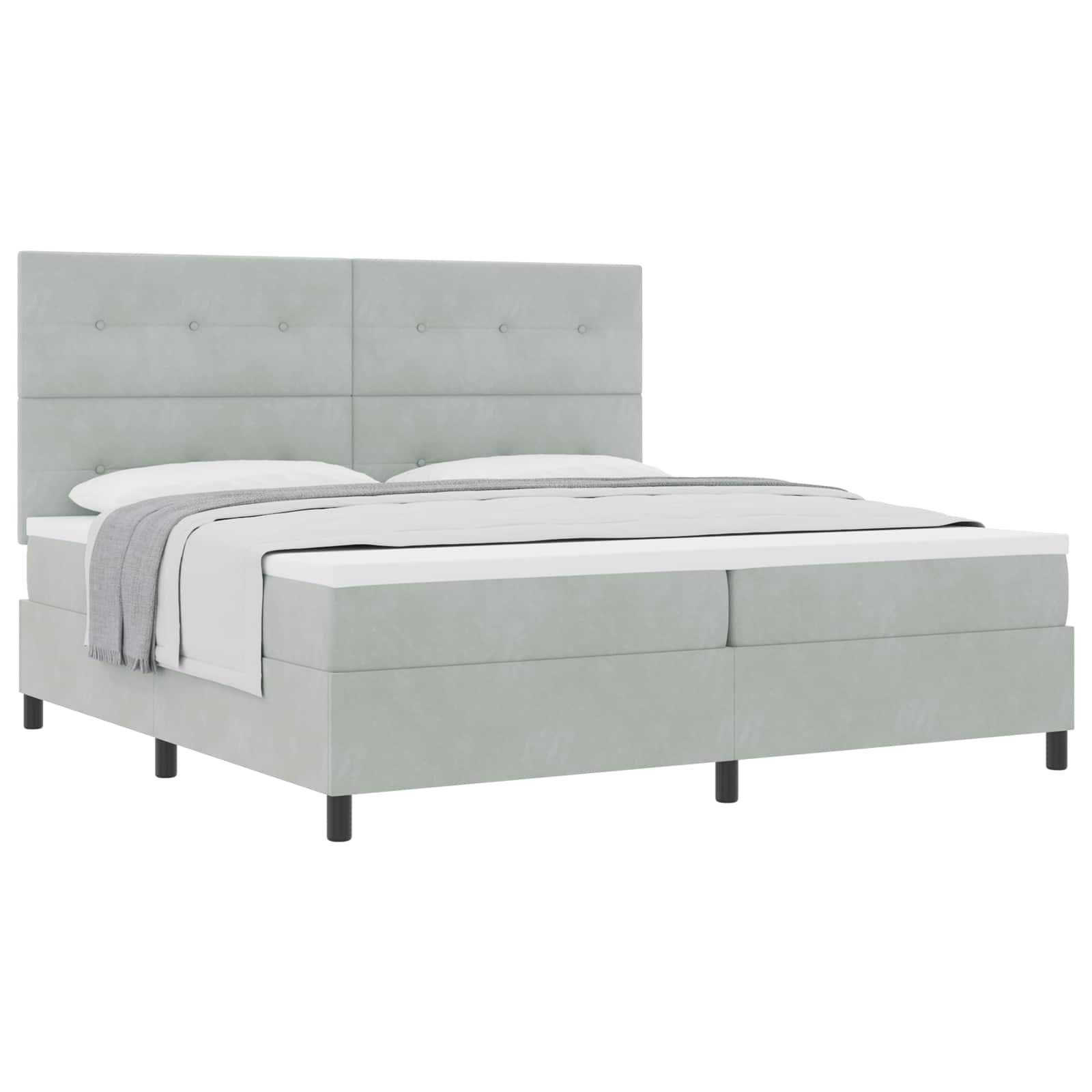 vidaXL Cama Box com colchão Cinzento-claro 200 x 200 cm Veludo