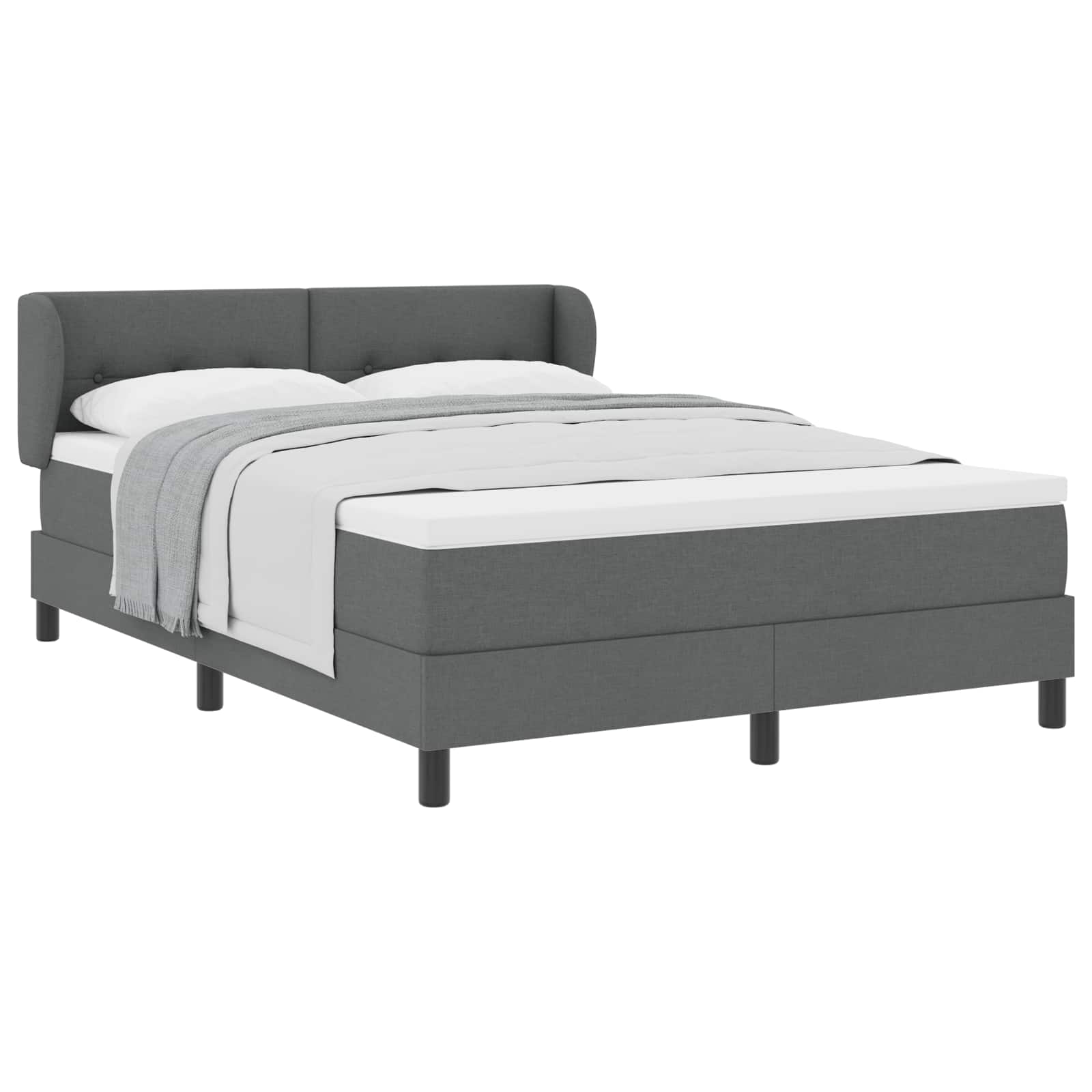 vidaXL Cama Box com colchão Cinzento escuro 140 x 190 cm tecido