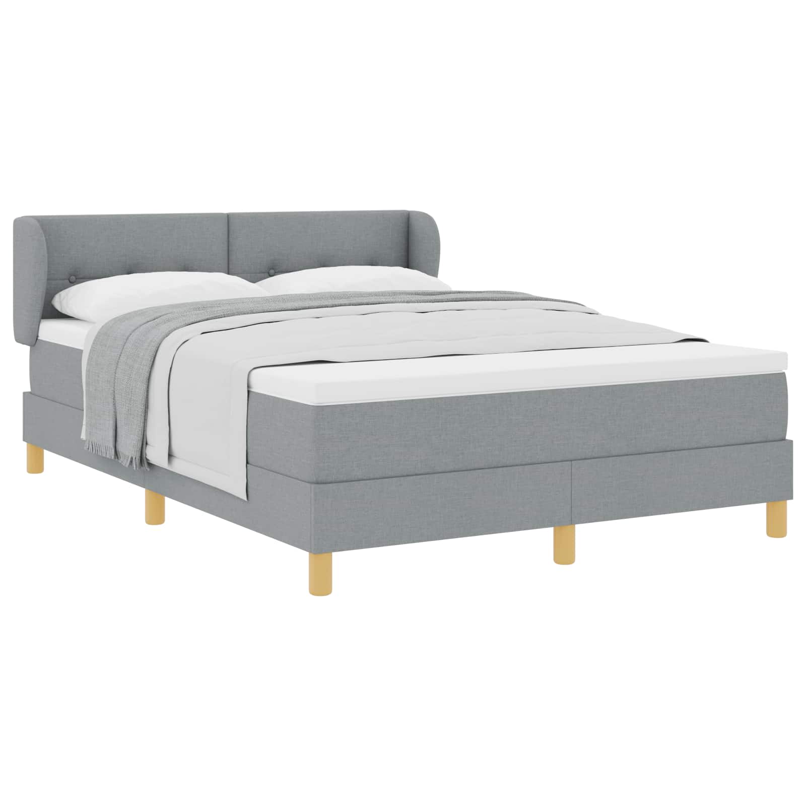 vidaXL Cama Box com colchão Cinzento-claro 140 x 190 cm tecido