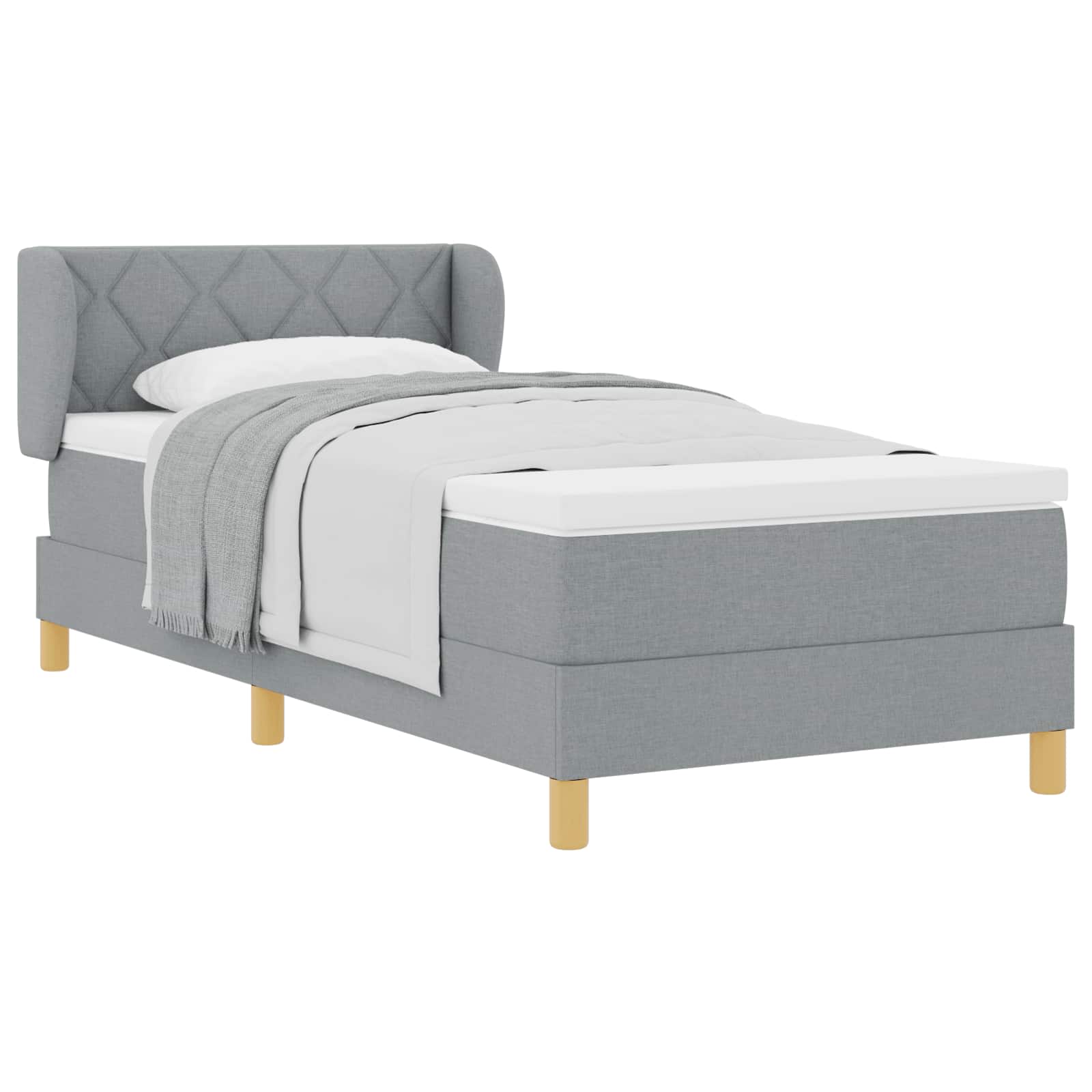 vidaXL Cama Box com colchão Cinzento-claro 90 x 190 cm tecido