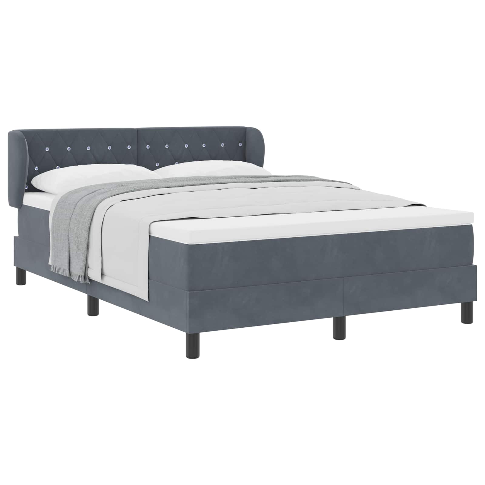 vidaXL Cama Box com cabeceira Cinzento escuro 140 x 200 cm Veludo