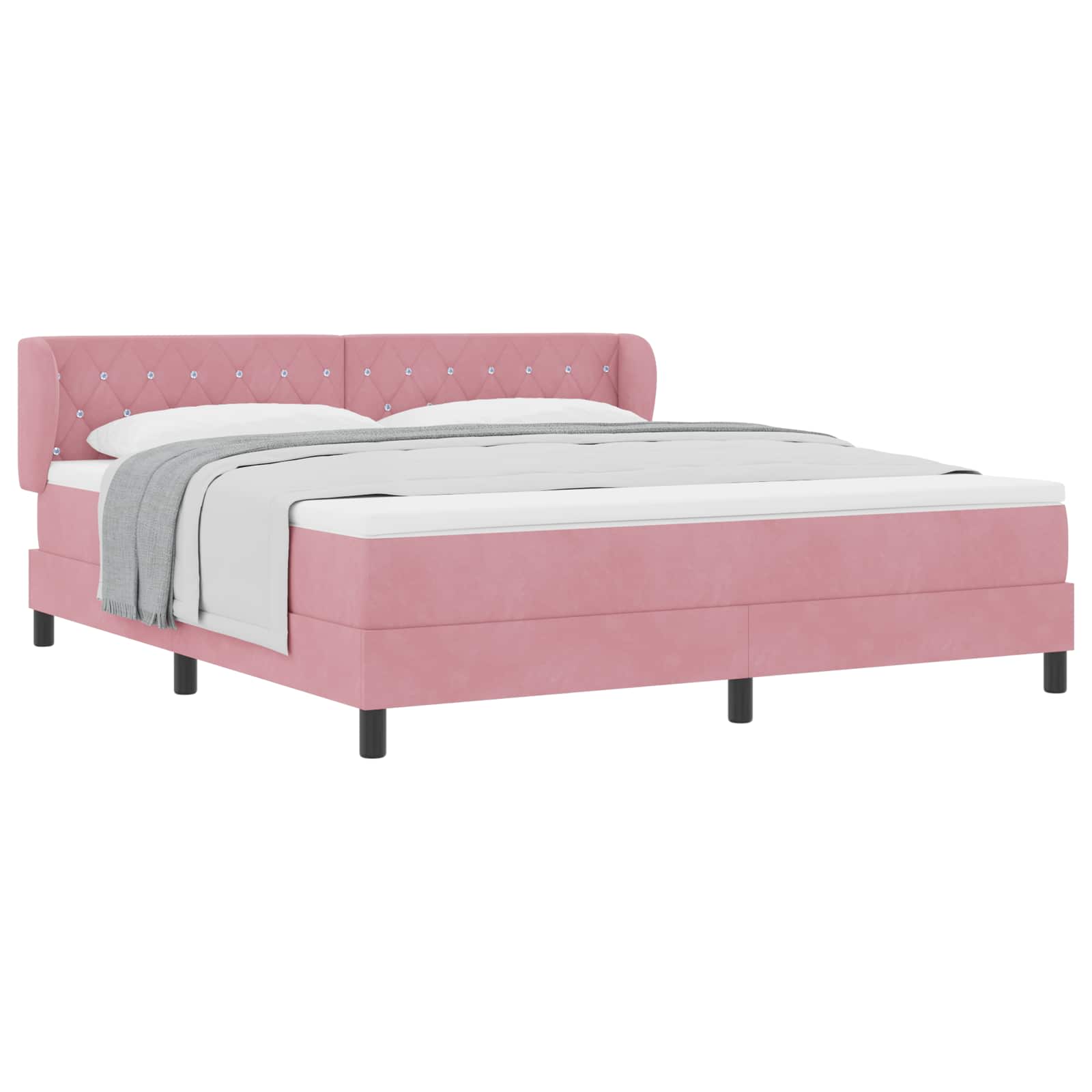 vidaXL Cama Box com cabeceira Rosa 180 x 200 cm Veludo