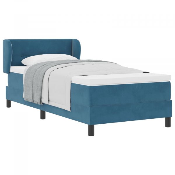 vidaXL Cama Box Spring com Colchão Azul Escuro 100x200 cm Veludo - 3941365413