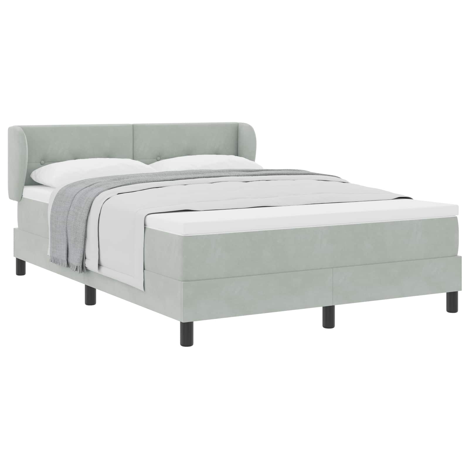 vidaXL Cama Box com cabeceira Cinzento-claro 160 x 200 cm Veludo