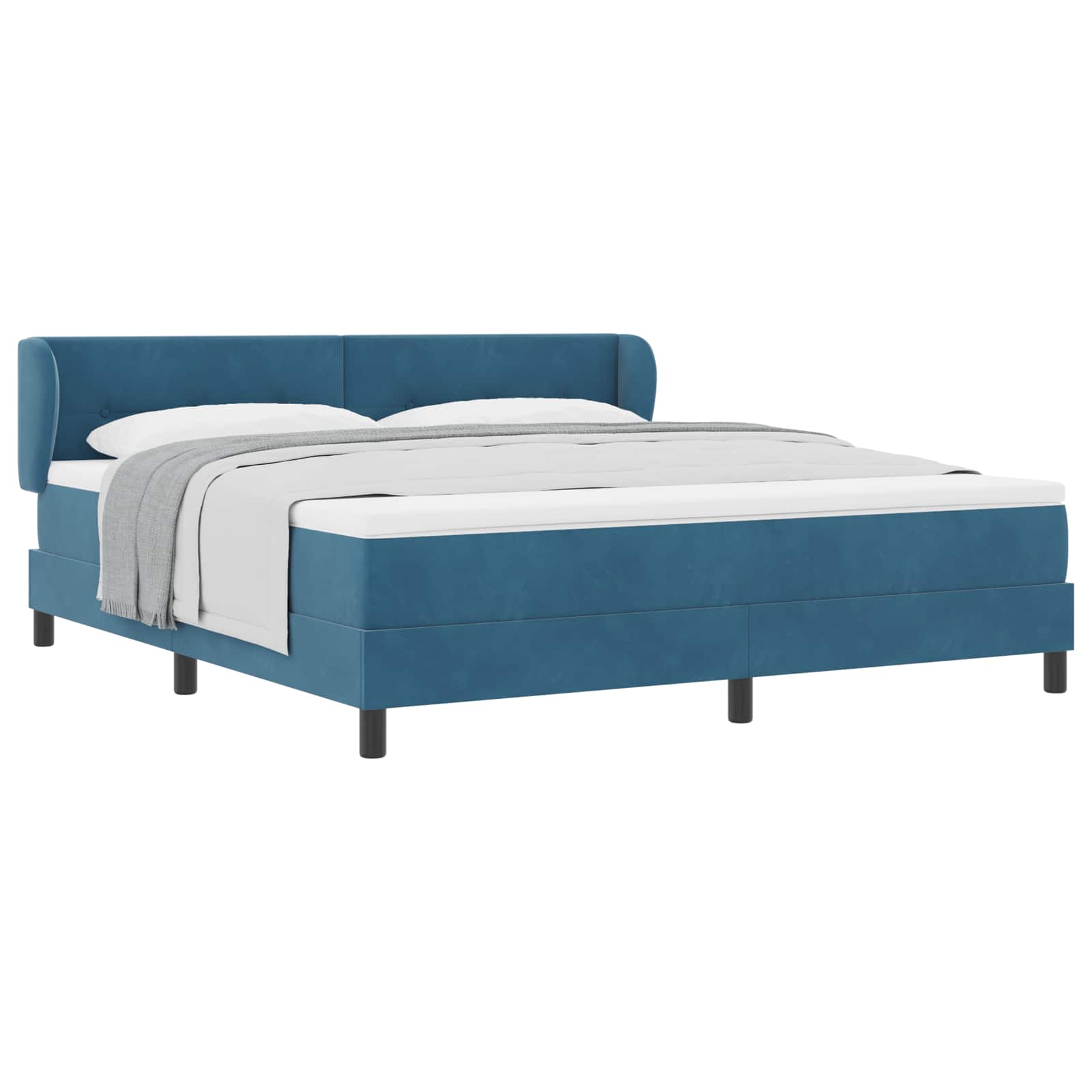 vidaXL Cama Box com cabeceira Azul escuro 180 x 200 cm Veludo