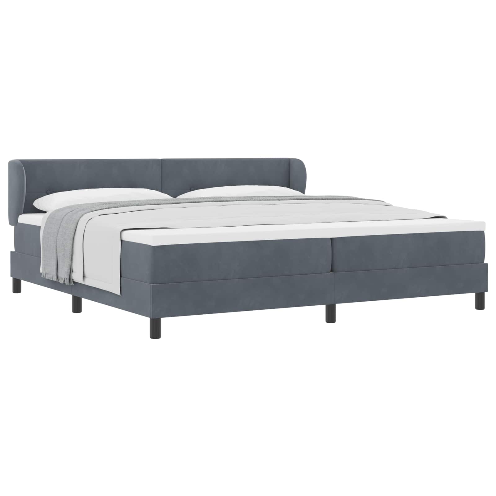 vidaXL Cama Box com colchão Cinzento escuro 200 x 200 cm Veludo