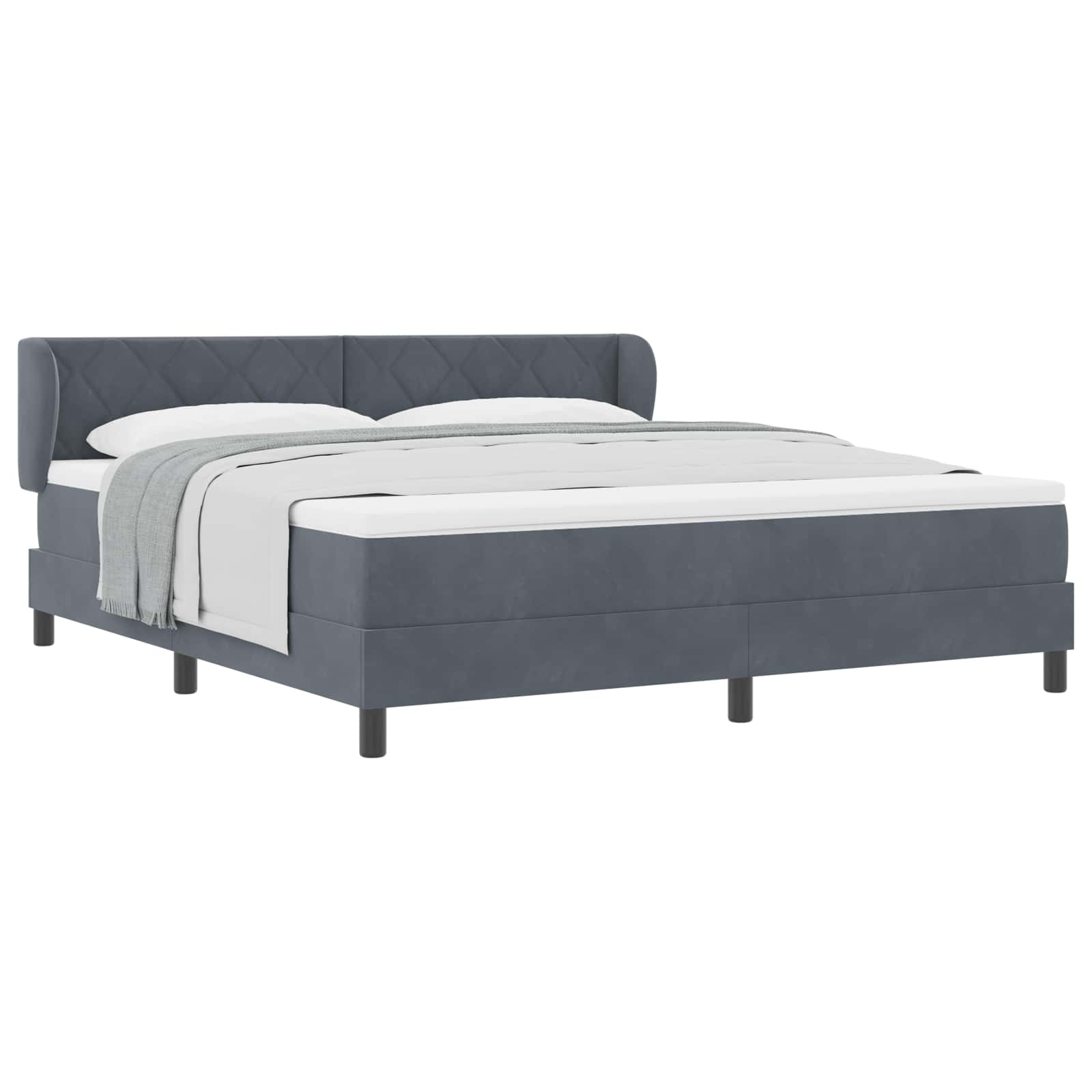 vidaXL Cama Box com cabeceira Cinzento escuro 180 x 200 cm Veludo