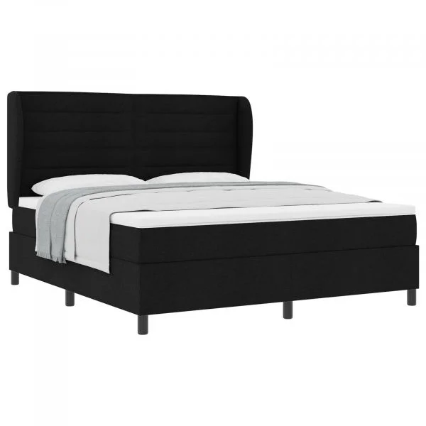 vidaXL Cama Box com Colchão Preta 180x200 cm em Tecido - 2714182909