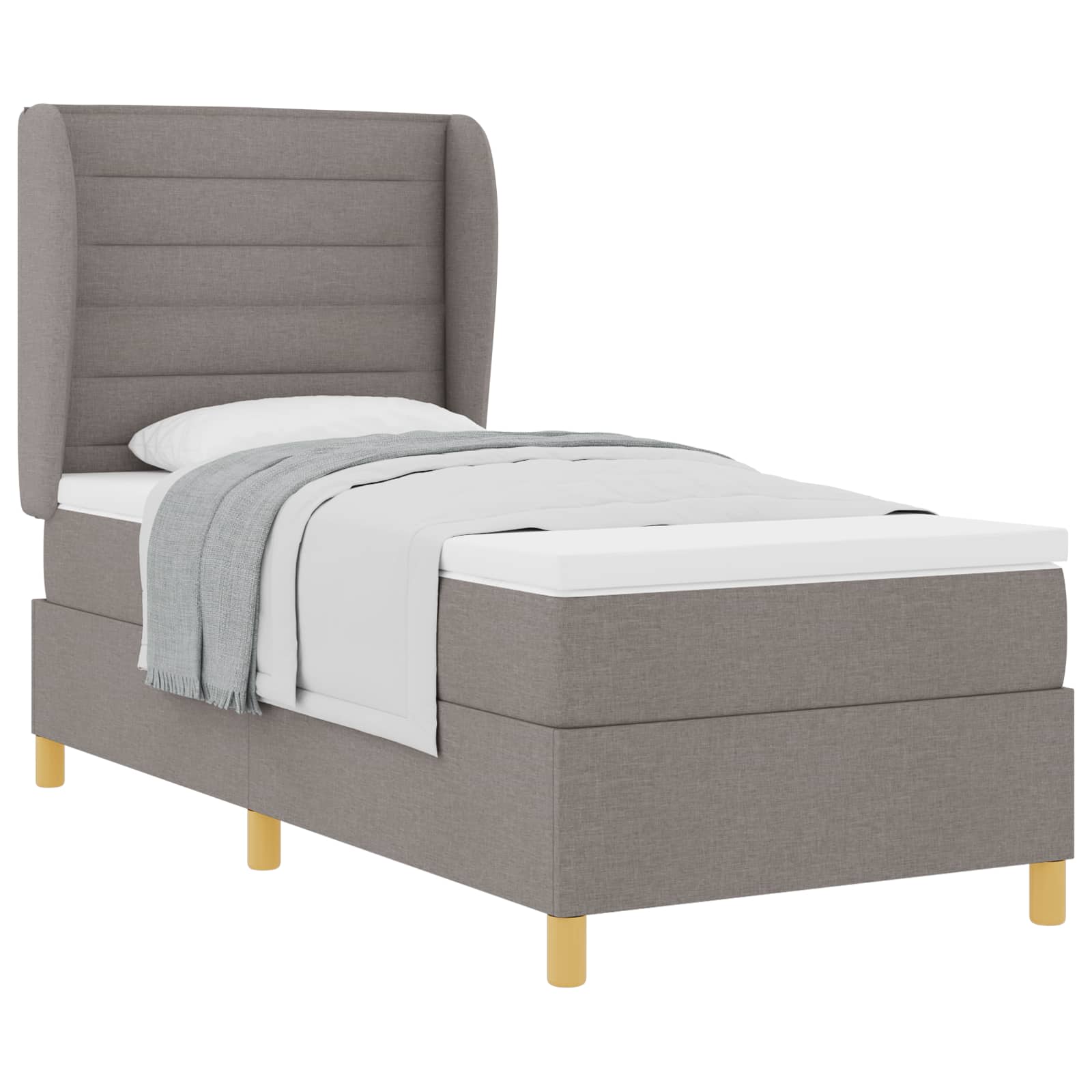 vidaXL Cama Box com colchão Cinzento-acastanhado 190 x 90 cm tecido