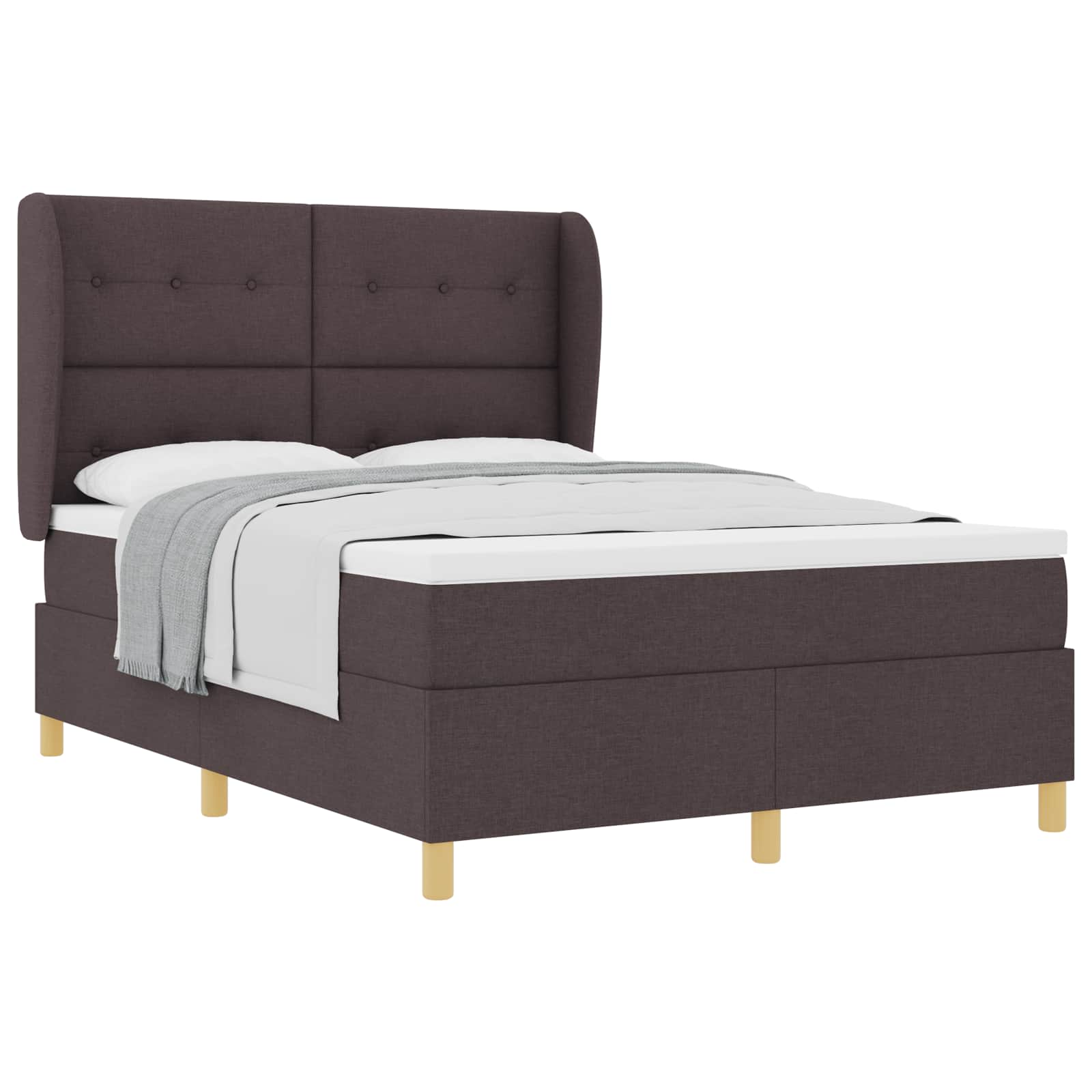 vidaXL Cama Box com colchão Marrom Escuro 190 x 140 cm tecido
