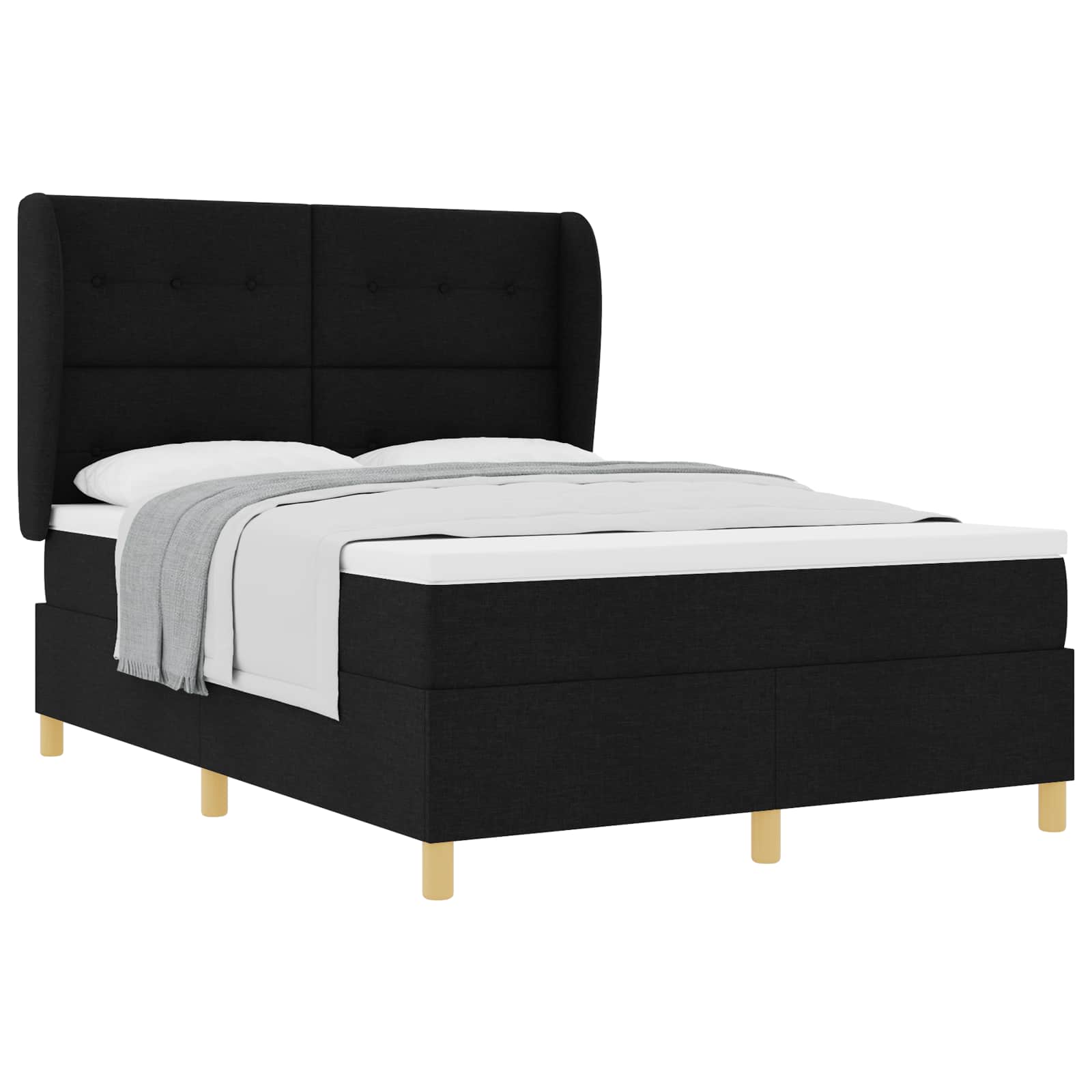 vidaXL Cama Box com colchão com cabeceira Preto 200 x 160 cm tecido