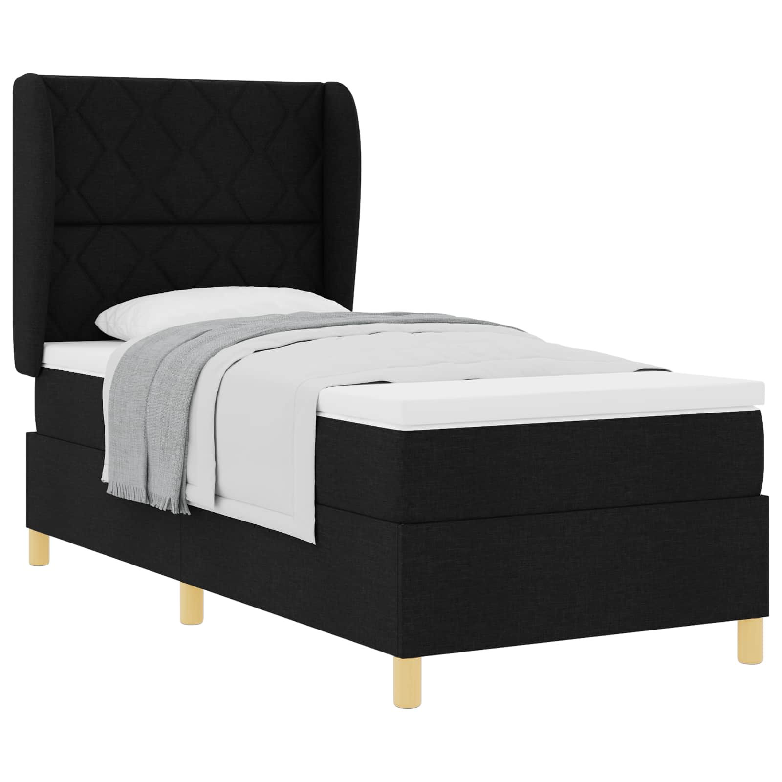 vidaXL Cama Box com colchão com cabeceira Preto 200 x 100 cm tecido