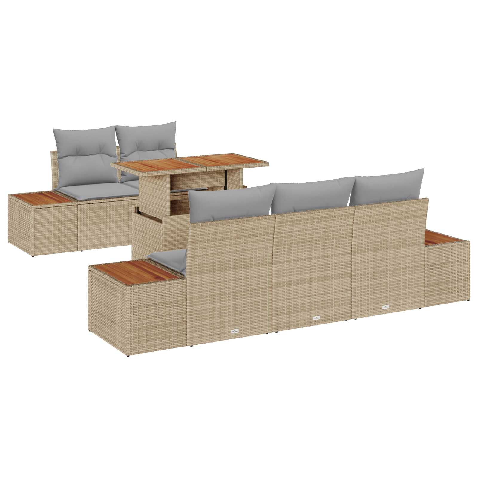 vidaXL Conjunto de Jantar para Jardim com almofada 6 pcs Bege e Cinza