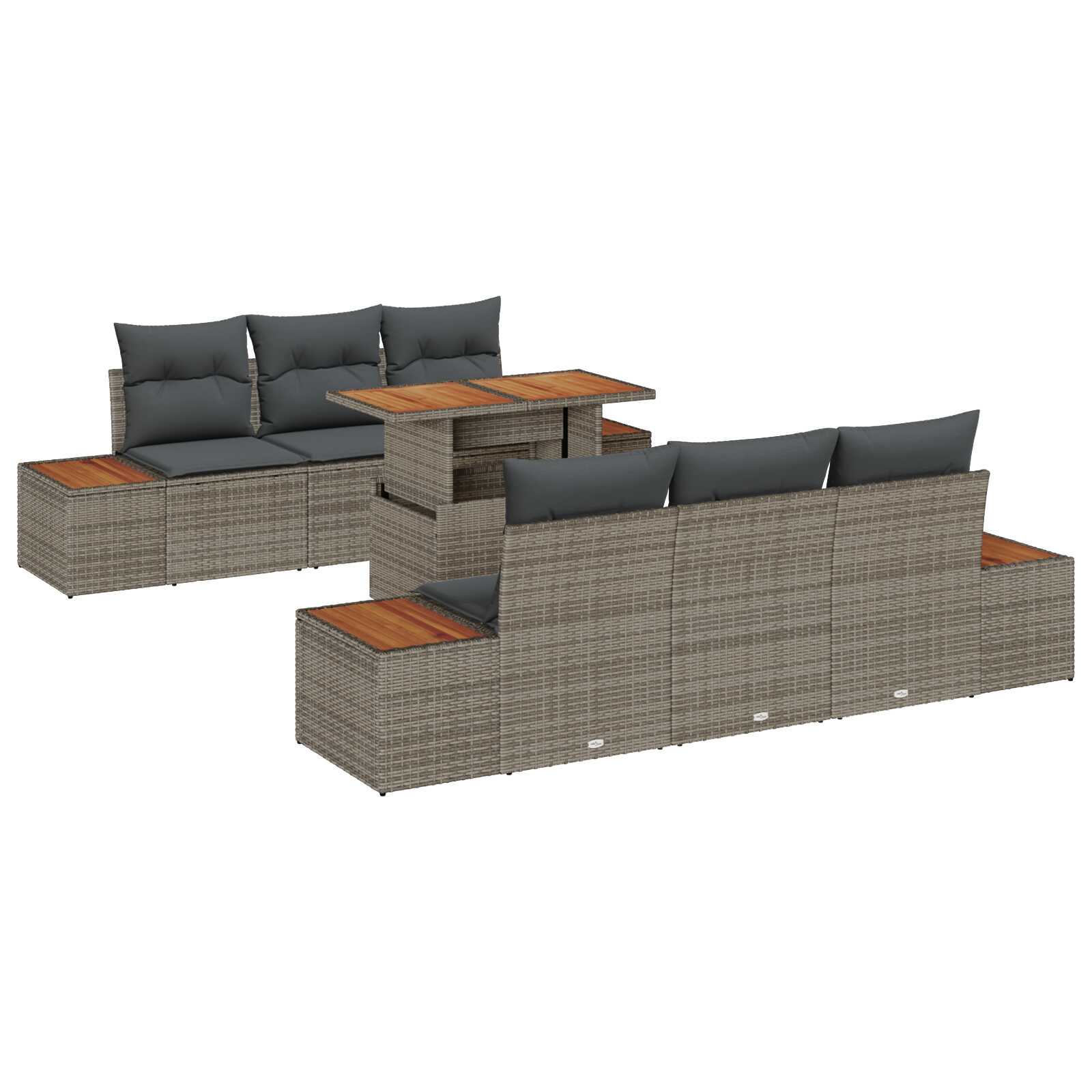 vidaXL Conjunto de Jantar para Jardim 7 pcs Cinza e Marrom