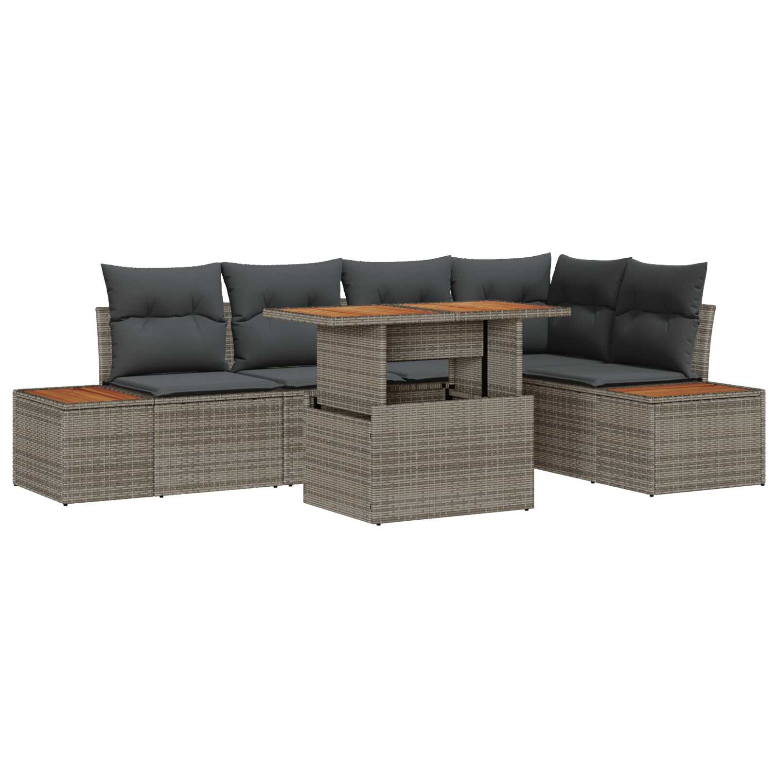 vidaXL Conjunto de Jantar para Jardim 6 pcs Cinza e Marrom