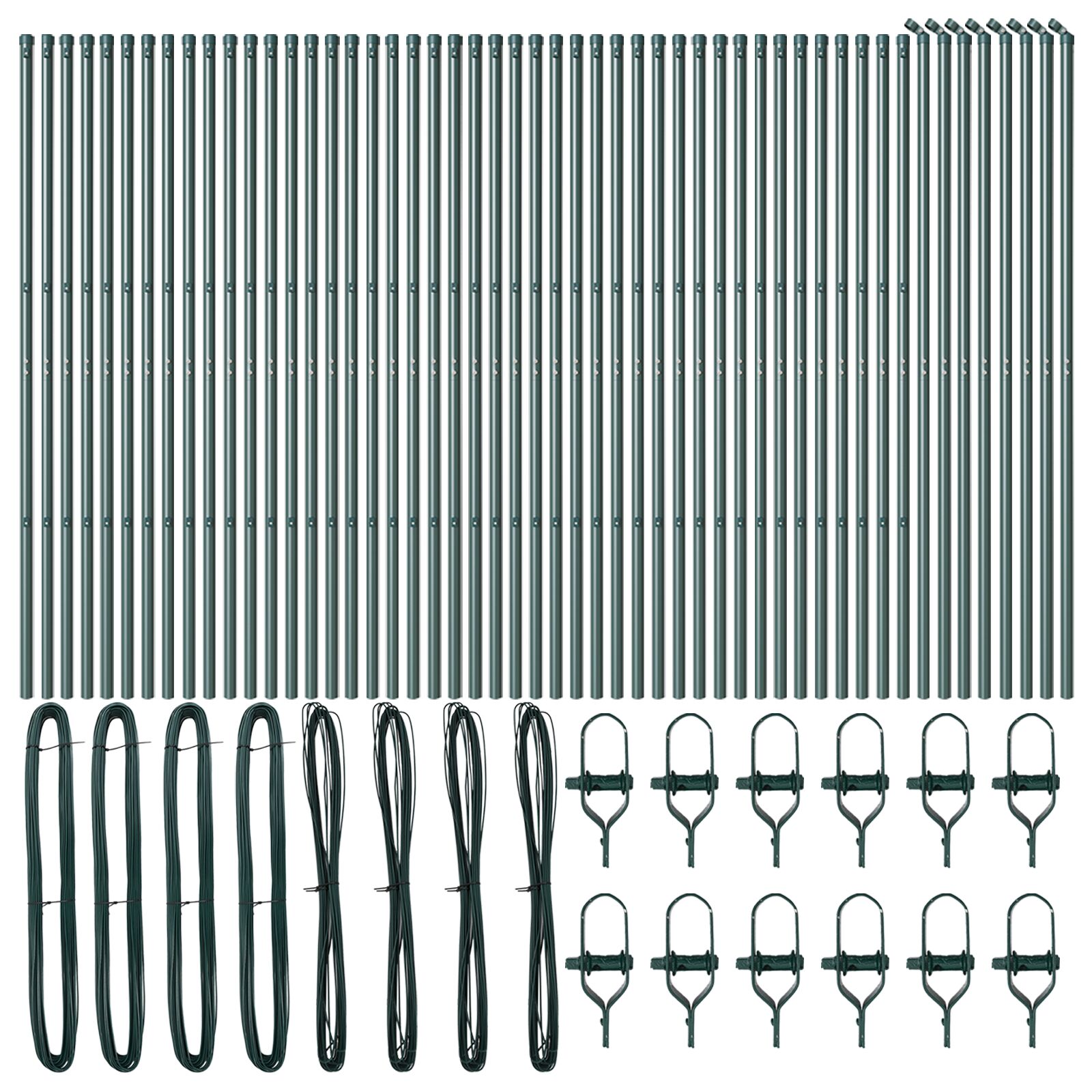 vidaXL Poste de Cerca 52 pcs Verde 3,2 x 3,2 x 150 cm