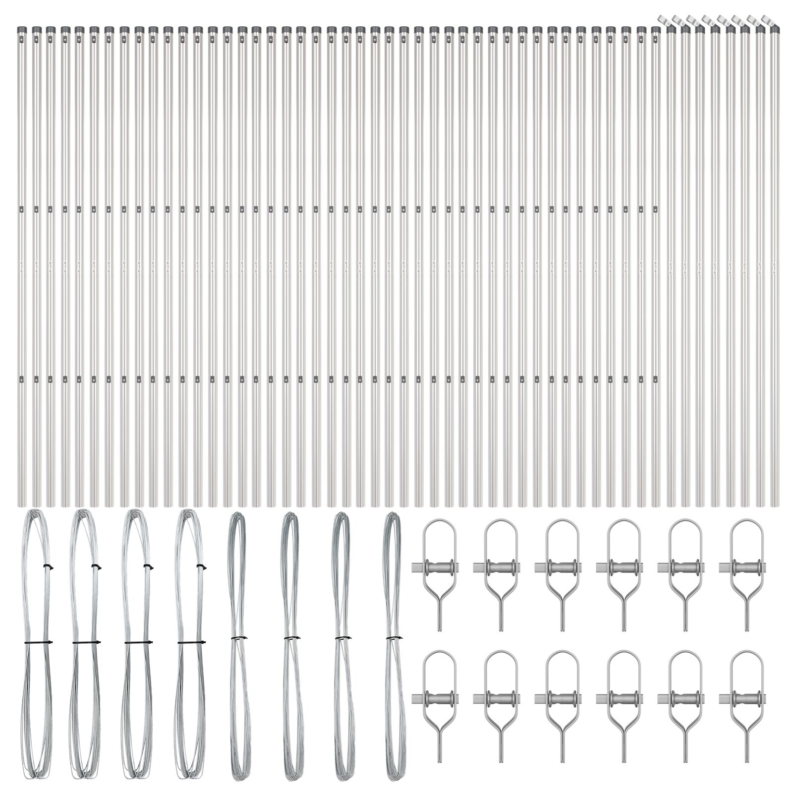 vidaXL Poste de Cerca 52 pcs Cinzeto 3,2 x 3,2 x 150 cm