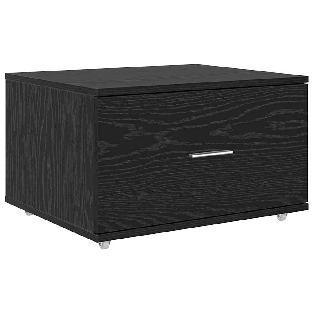 vidaXL Gabinete de Gavetas com roda Carvalho Preto 55 x 45 x 31 cm