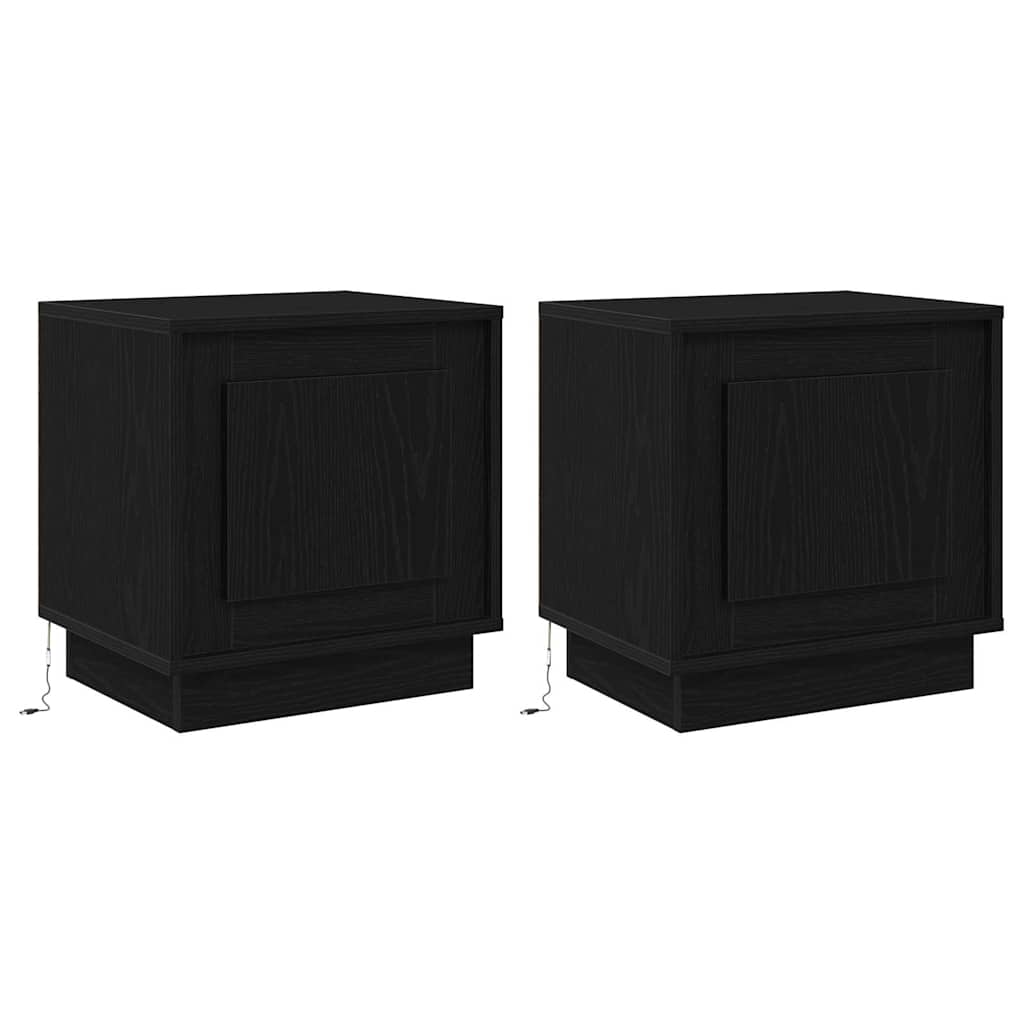 vidaXL Armário de Cabeceira 2 pcs Preto 44 x 34,5 x 45 cm