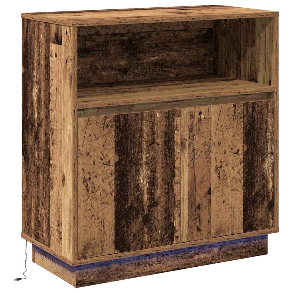 vidaXL Aparador LED Madeira antiga 71 x 34,5 x 75 cm