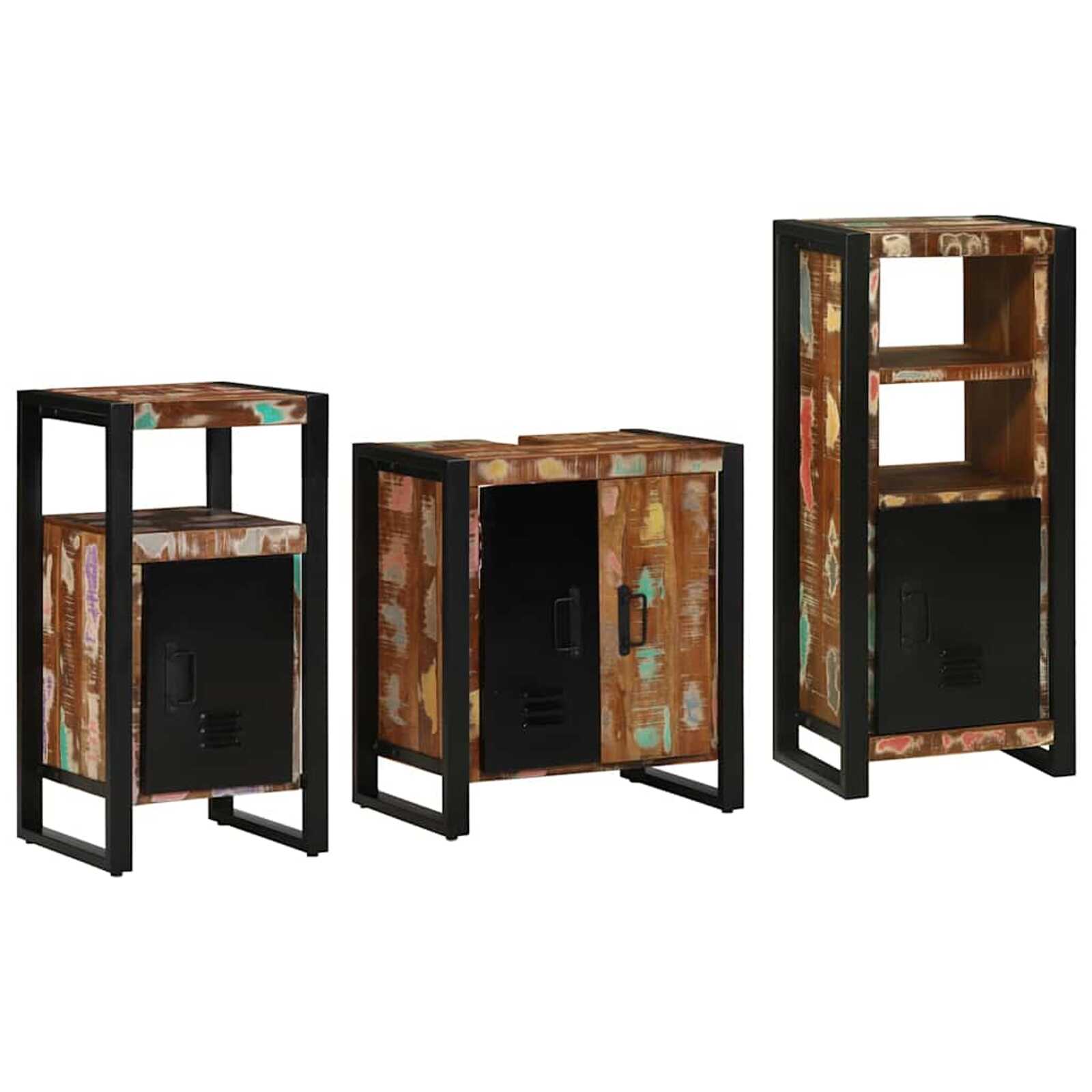 vidaXL Conjunto de Móveis para Banheiro 3 pcs Madeira Reforçada Sólida