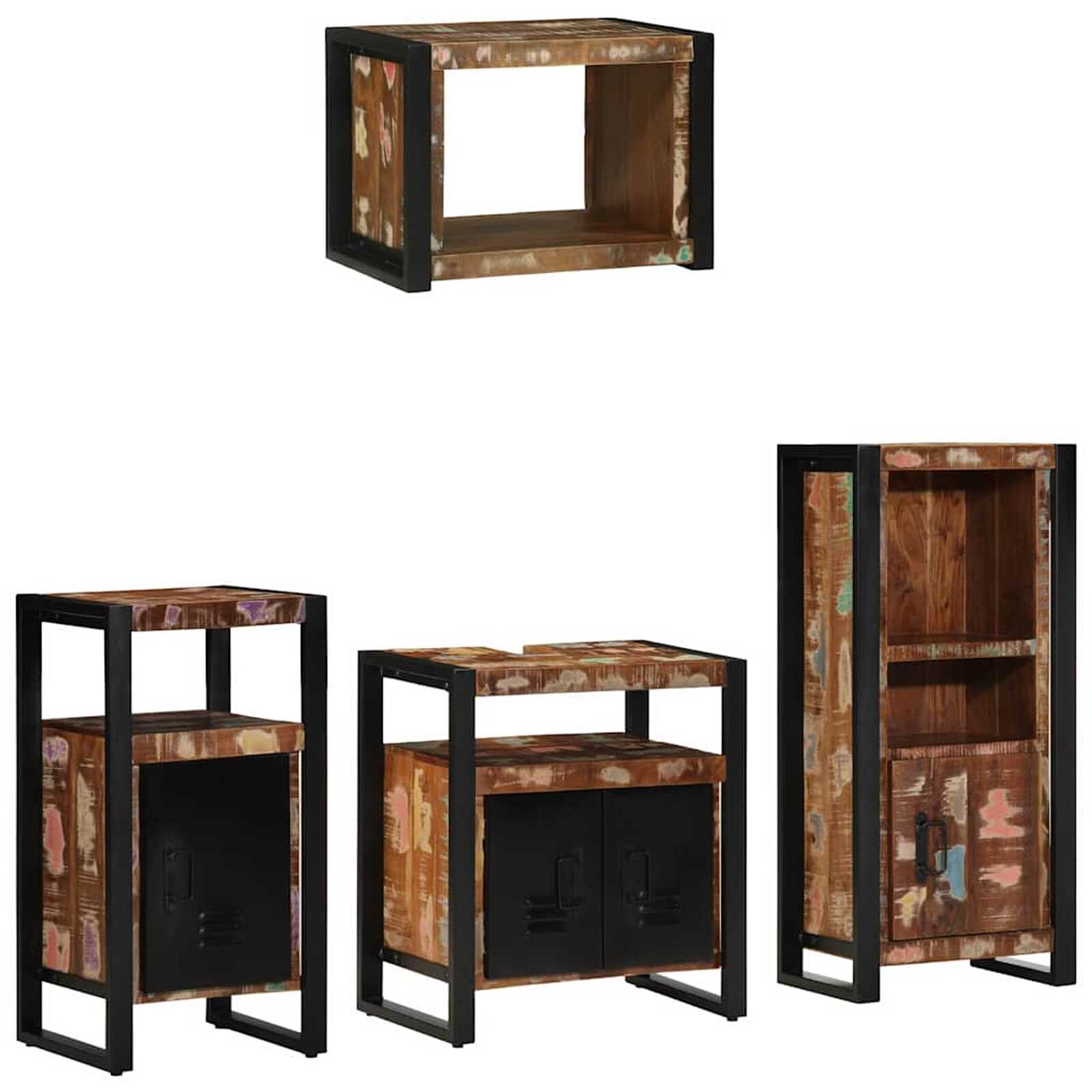 vidaXL Conjunto de Móveis para Banheiro 4 pcs Madeira Reforçada Sólida