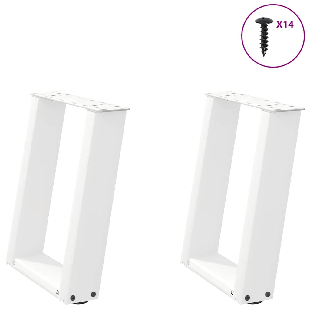 vidaXL Pés para mesa de centro em formato de U, 2 peças, branco, 38x(42-43) cm, aço