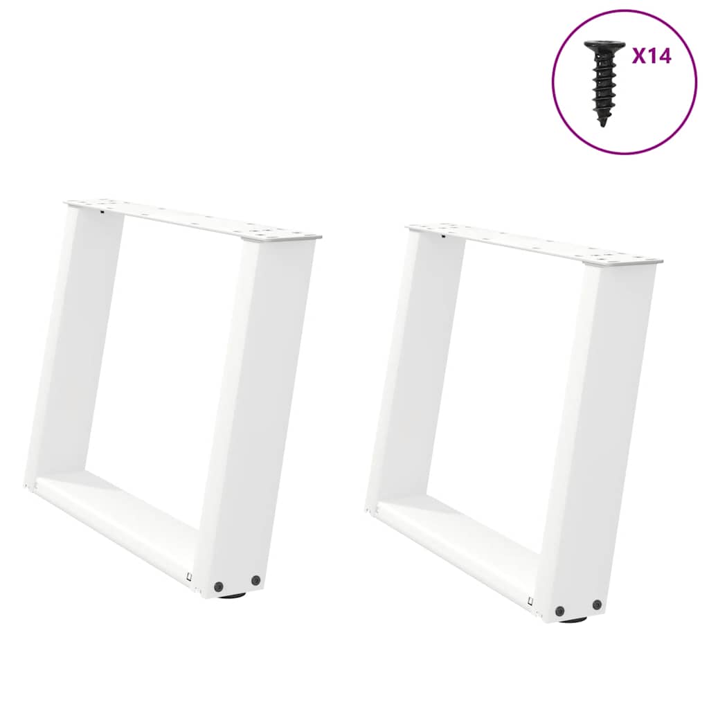 vidaXL Pés para mesa de centro em formato de U, 2 peças, branco, 60x (42-43) cm, aço
