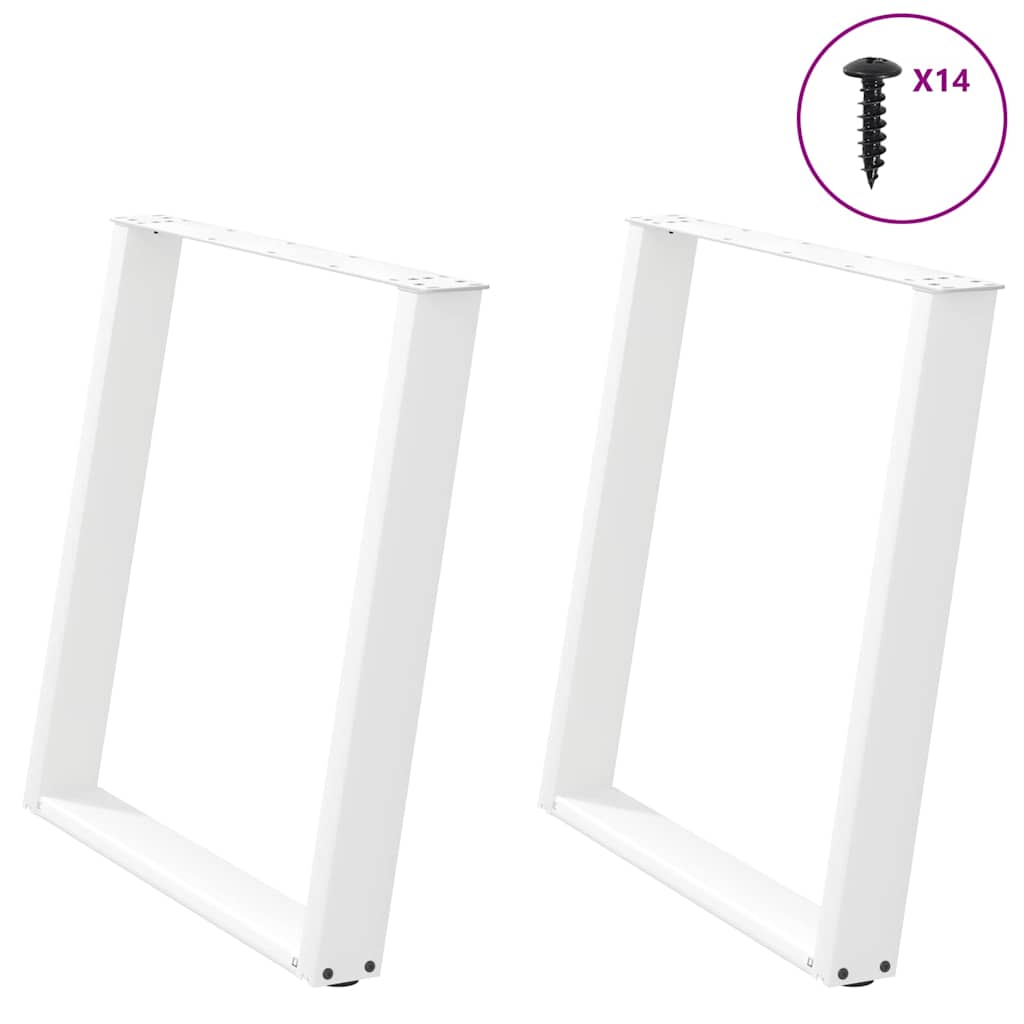 vidaXL Pés de mesa de jantar em forma de U, 2 peças, branco, 80x (72-73) cm, aço