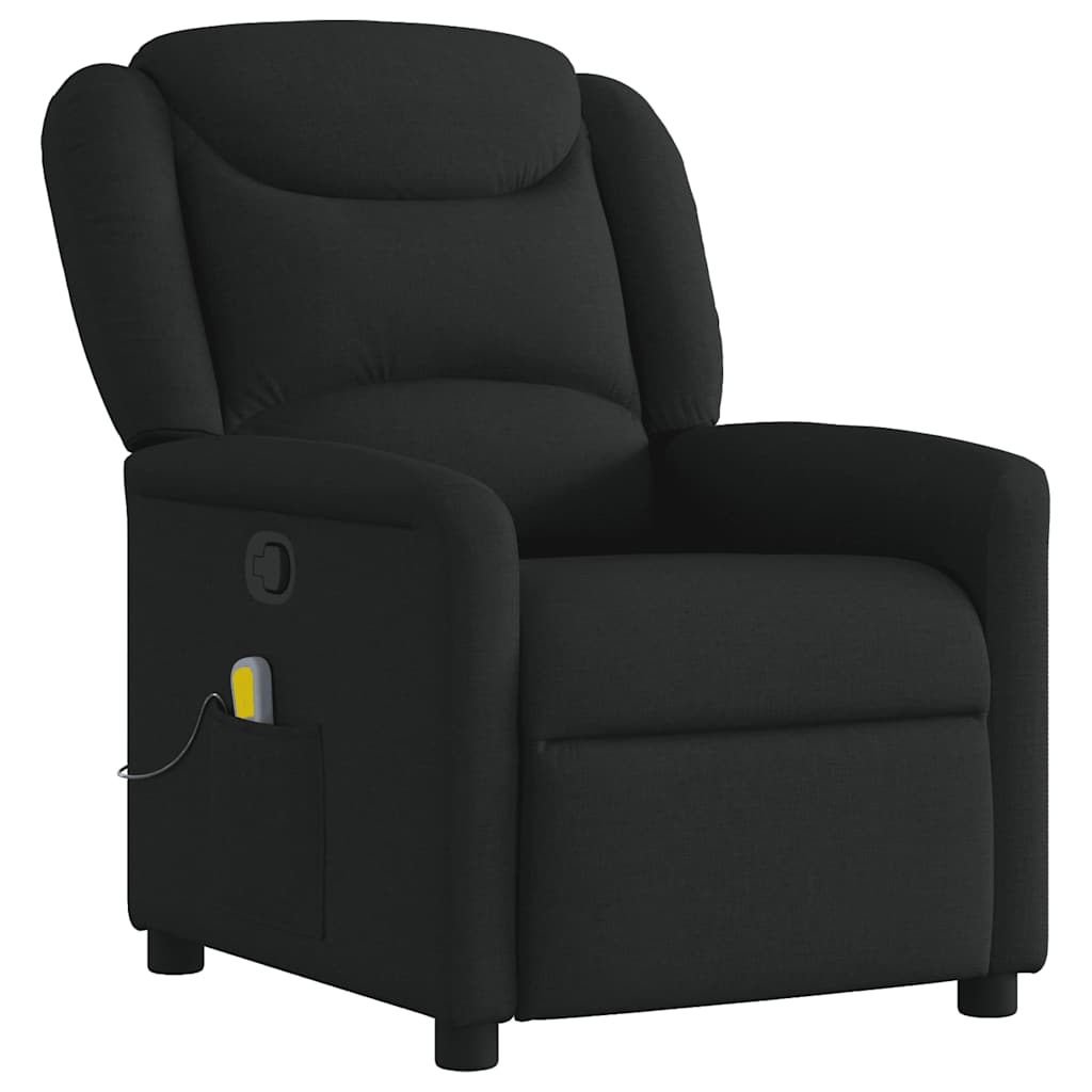 vidaXL Poltrona de massagens reclinável tecido preto
