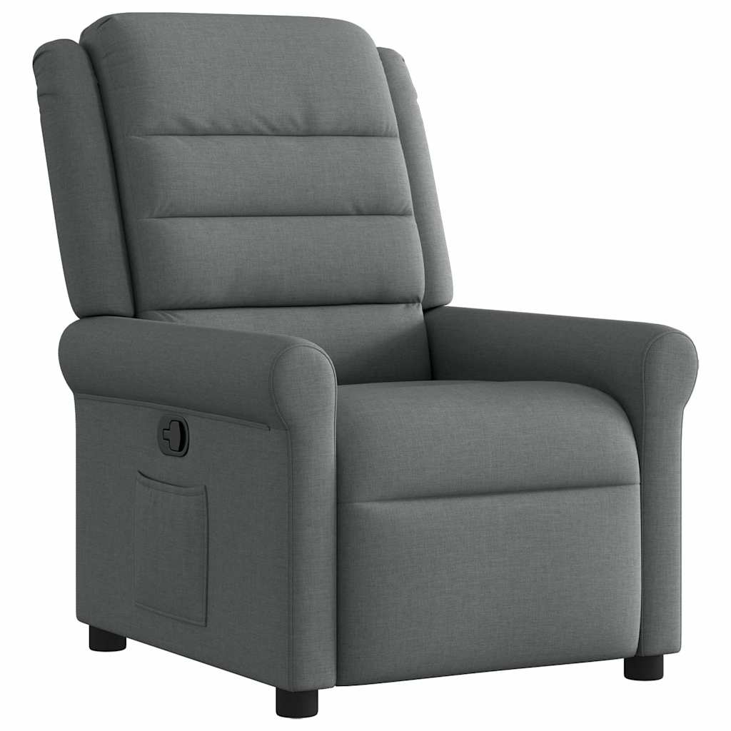 vidaXL Poltrona reclinável tecido cinzento-escuro