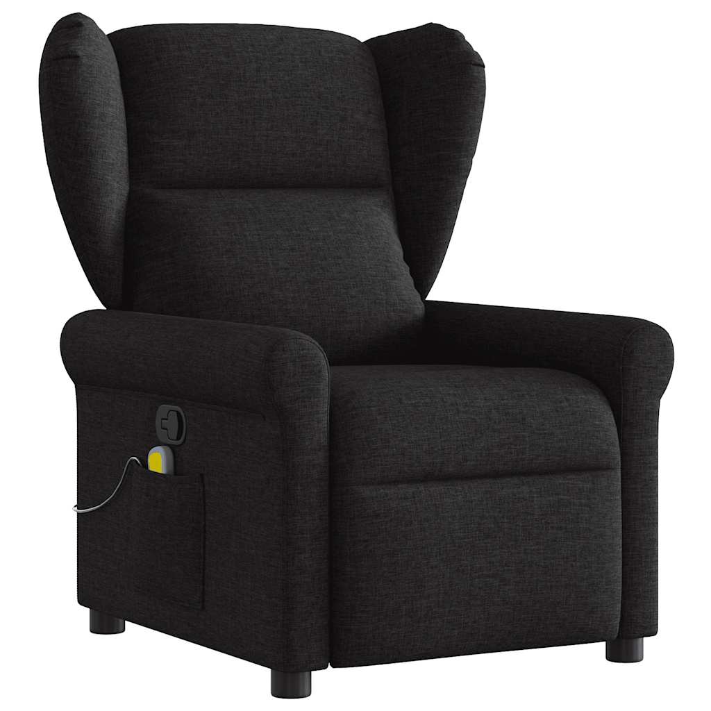 vidaXL Poltrona de massagens reclinável tecido preto