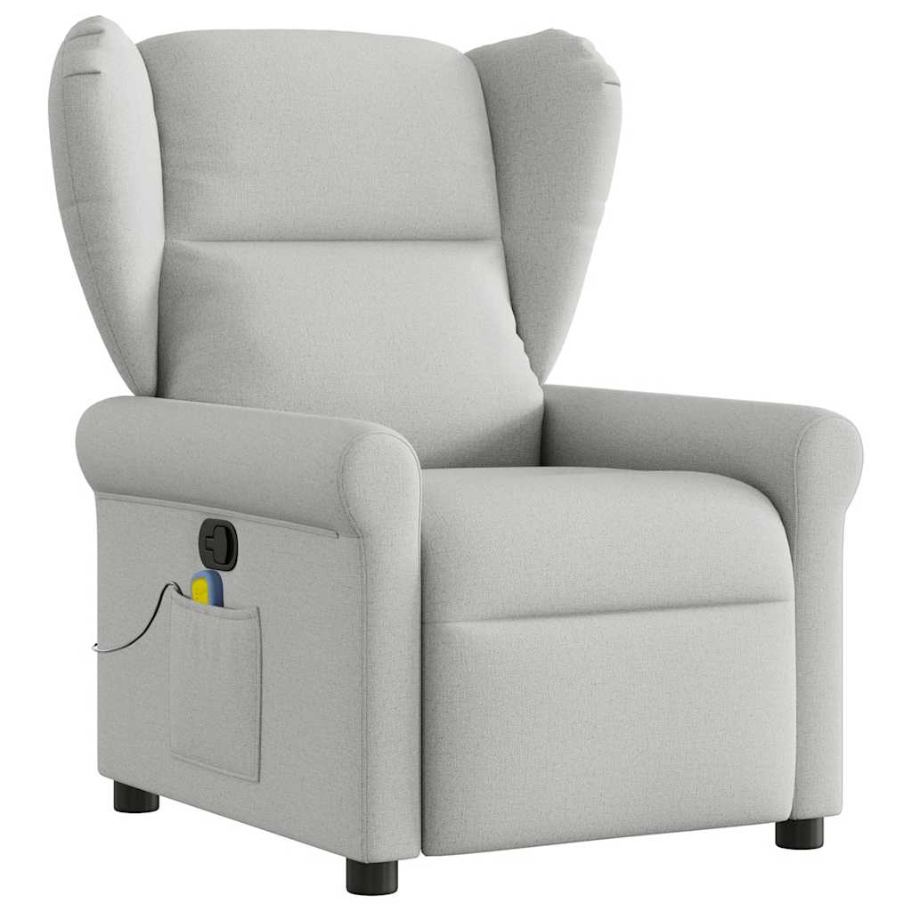 vidaXL Cadeira de massagem reclinável tecido cinzento