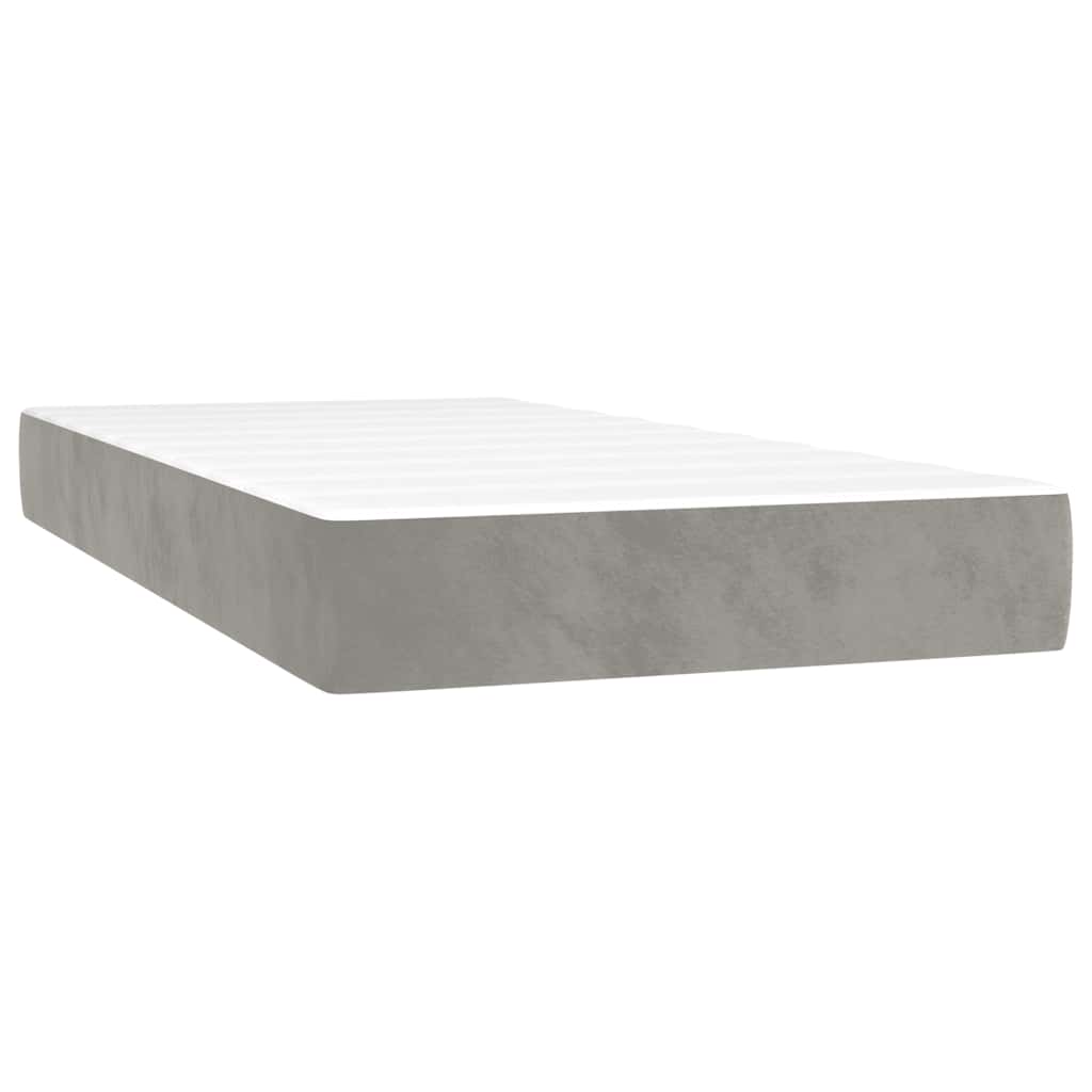 vidaXL Colchão de molas ensacadas firmeza média 90x210x20 cm veludo cinza-claro