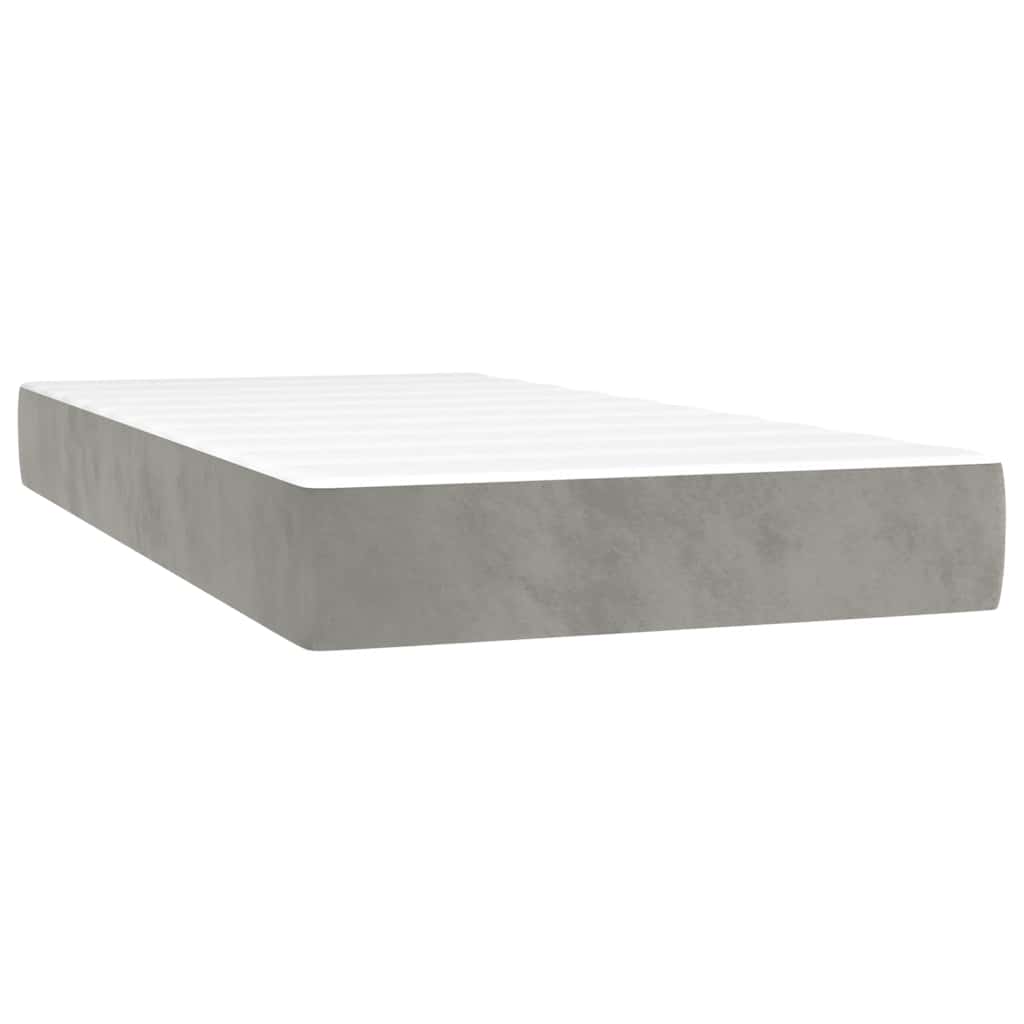 vidaXL Colchão de molas ensacadas firmeza média 90x220x20 cm veludo cinza-claro