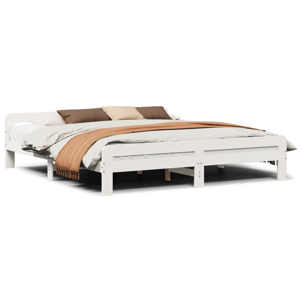 vidaXL Cama sem colchão 200x200 cm madeira de pinho maciça branco