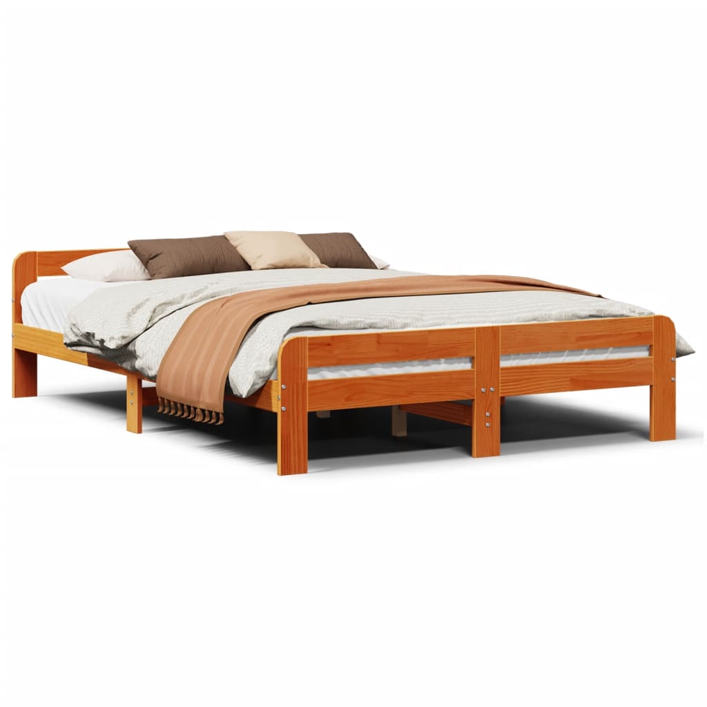 vidaXL Cama sem colchão 160x200 cm madeira pinho maciço castanho-mel