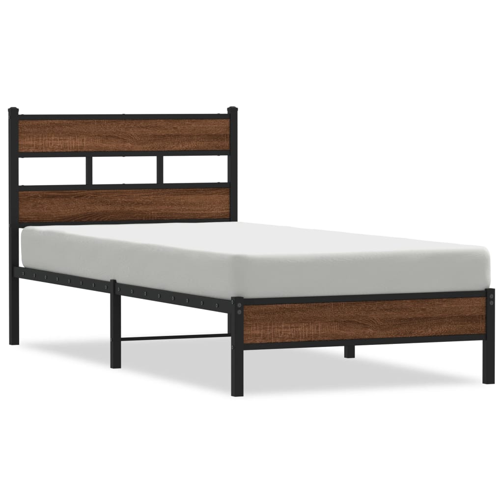 vidaXL Estrutura cama s/ colchão derivados madeira carvalho castanho