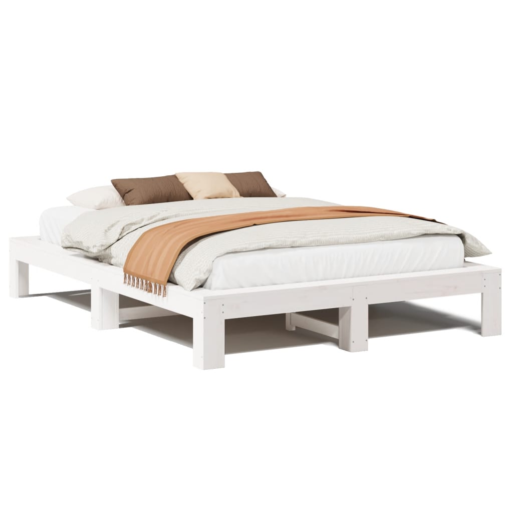 vidaXL Cama sem colchão 160x200 cm madeira de pinho maciça branco