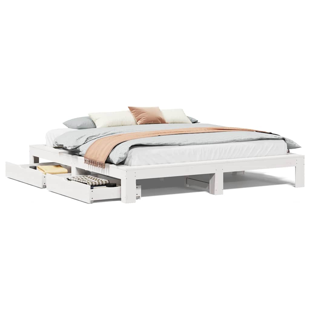 vidaXL Cama sem colchão 200x200 cm madeira de pinho maciça branco