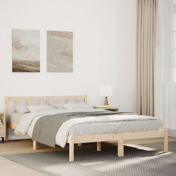 vidaXL Cama Extra Longa sem Colchão 160x220 cm Madeira de Pinho Maciça - 2839490885