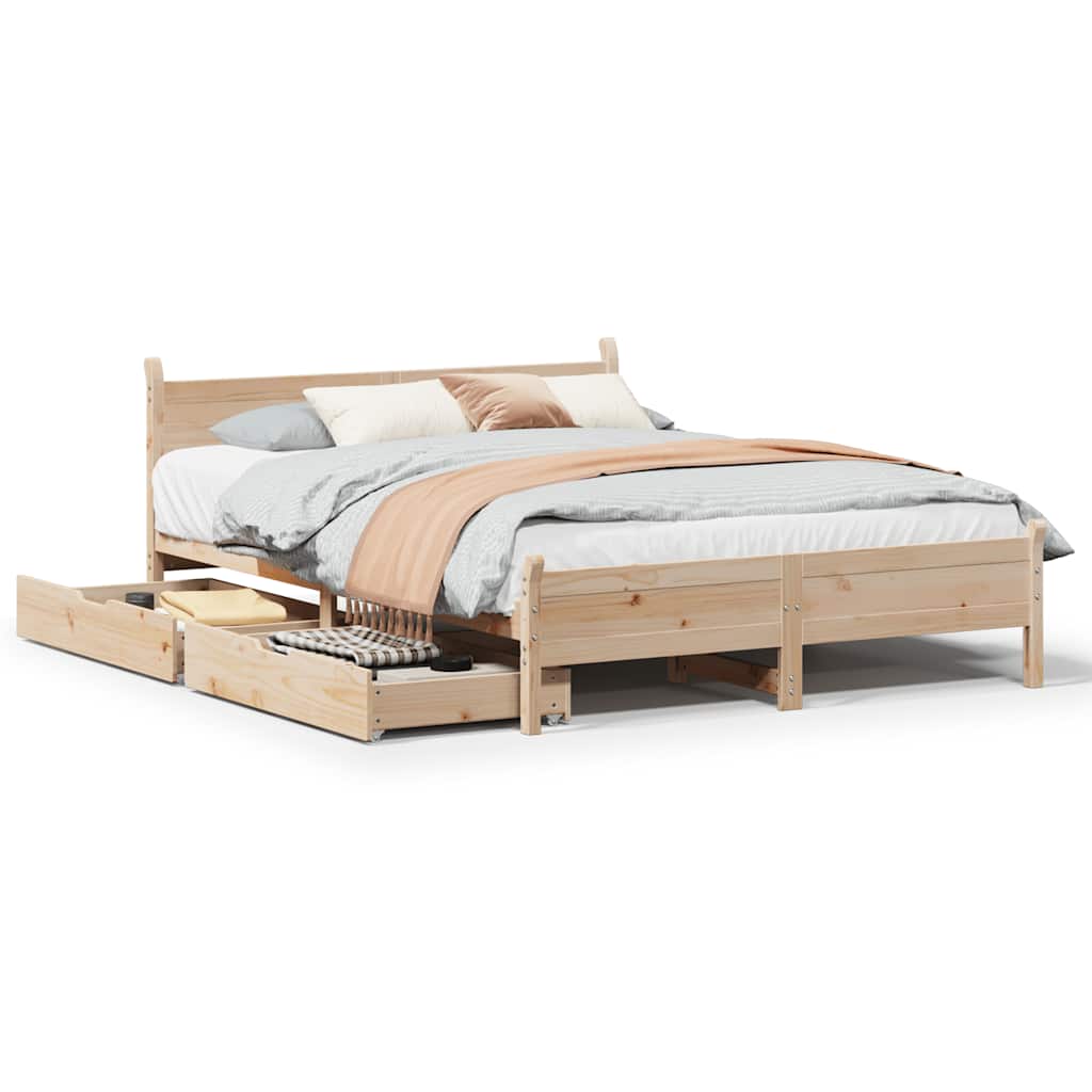 vidaXL Cama sem colchão 140x190 cm madeira de pinho maciça