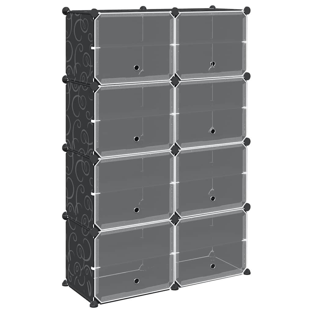 vidaXL Organizador de arrumação com 8 cubos e portas PP preto
