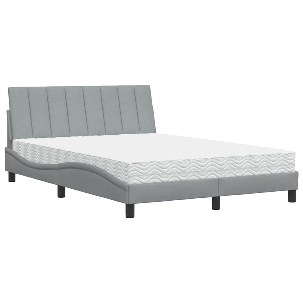 vidaXL Cama com colchão Hanko 120x200 cm tecido cinza-claro