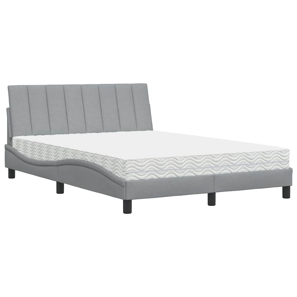 vidaXL Cama com colchão Hanko 140x190 cm tecido cinzento-claro