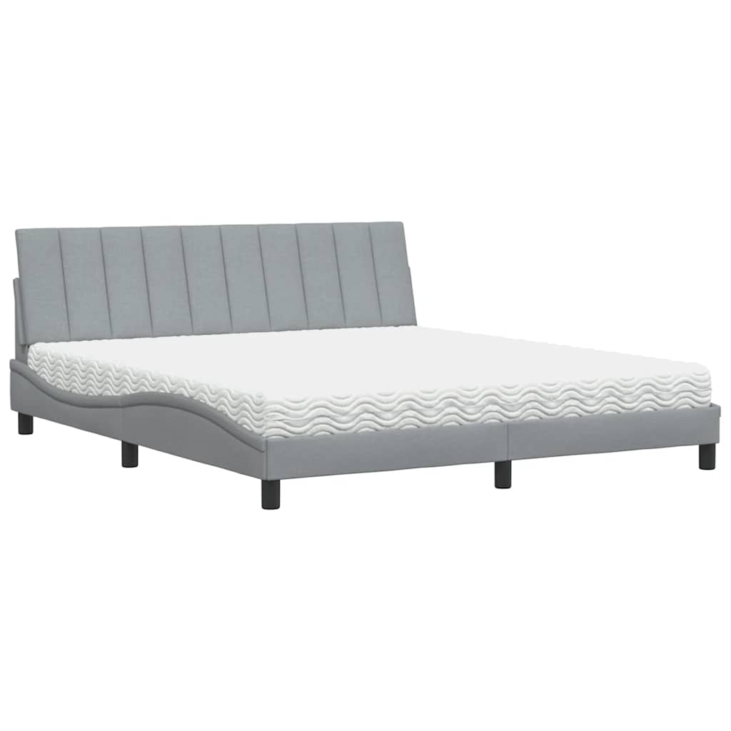 vidaXL Cama com colchão Hanko 180x200 cm tecido cinzento-claro
