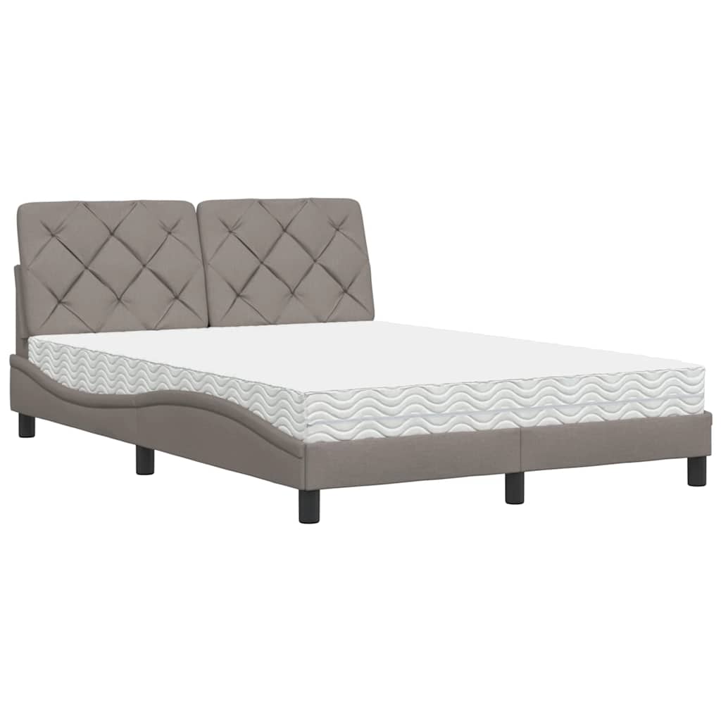 vidaXL Cama com colchão 120x200 cm tecido castanho-acinzentado